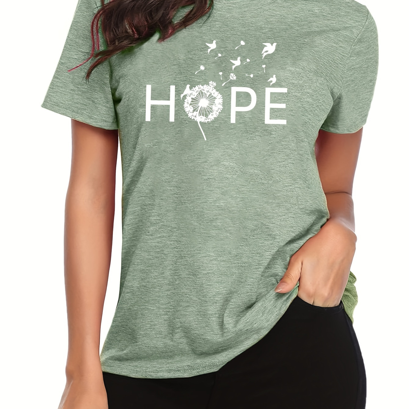 

Letter & Animals Print T-shirt, Short Sleeve Crew Neck Casual Top For Summer & Spring, Women's Clothing