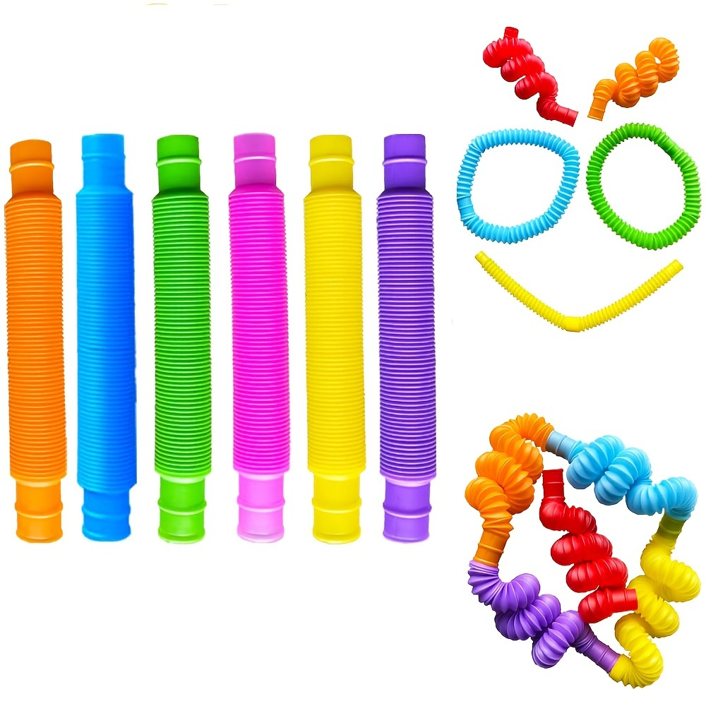6pcs/set Mixed-colors Macaron Pop Tubes Fidget Toys, Led Jumbo Light-up Pop  Fidget Tubes, Large Glow Sticks, Glow In The Dark, Party Supplies