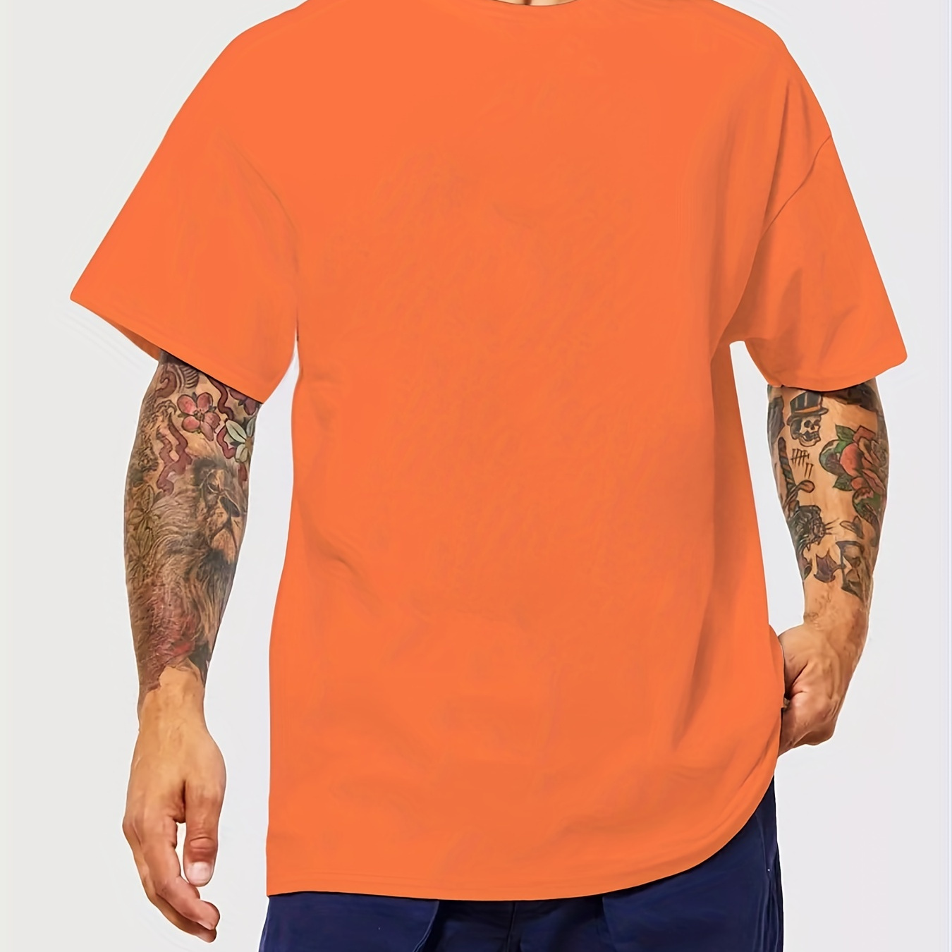 

Classic Design Men's T-shirt For Summer Outdoor, Casual Solid Slightly Stretch Crew Neck Tee Short Sleeve Graphic Stylish Top