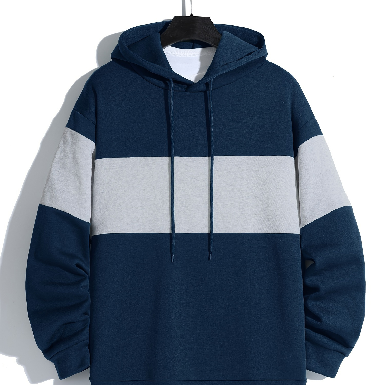 Men's Long Sleeve Contrast Colors Hoodies Street Casual Sports And Fashionable Sweatshirt,Suitable For Outdoor Sports,For Autumn And Winter, Fashionable And Versatile, Can Be Paired With Hip-hop Necklace,As Gifts