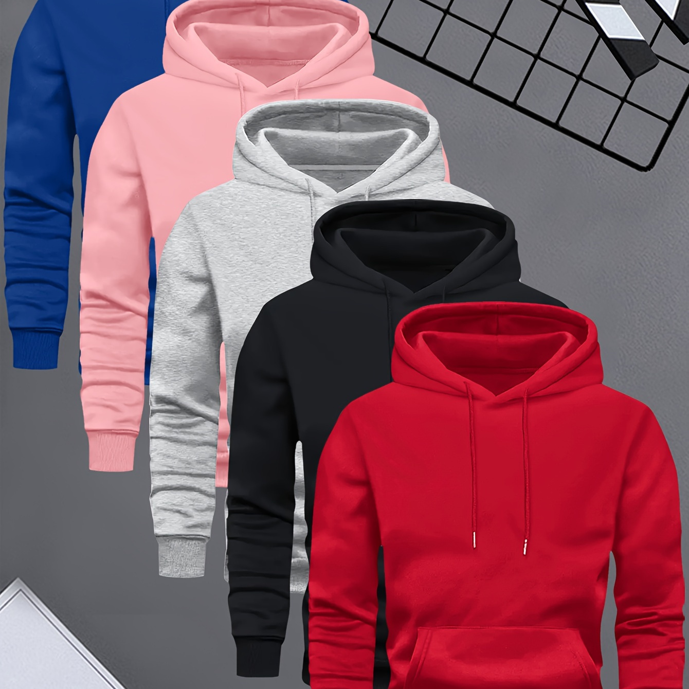 

5 Counts Hoodie Sweatshirt Men's Velvet Men's Casual Versatile Fashionable Trendy Brand Pullover Hoodie Mixed Five-piece Set