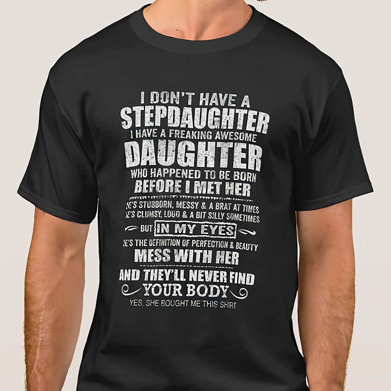 

Dad Fathers Day Step Dad Gift From Wife Son T-shirt 16148 Funny Men's Short Sleeve Graphic T-shirt Collection Black Zz