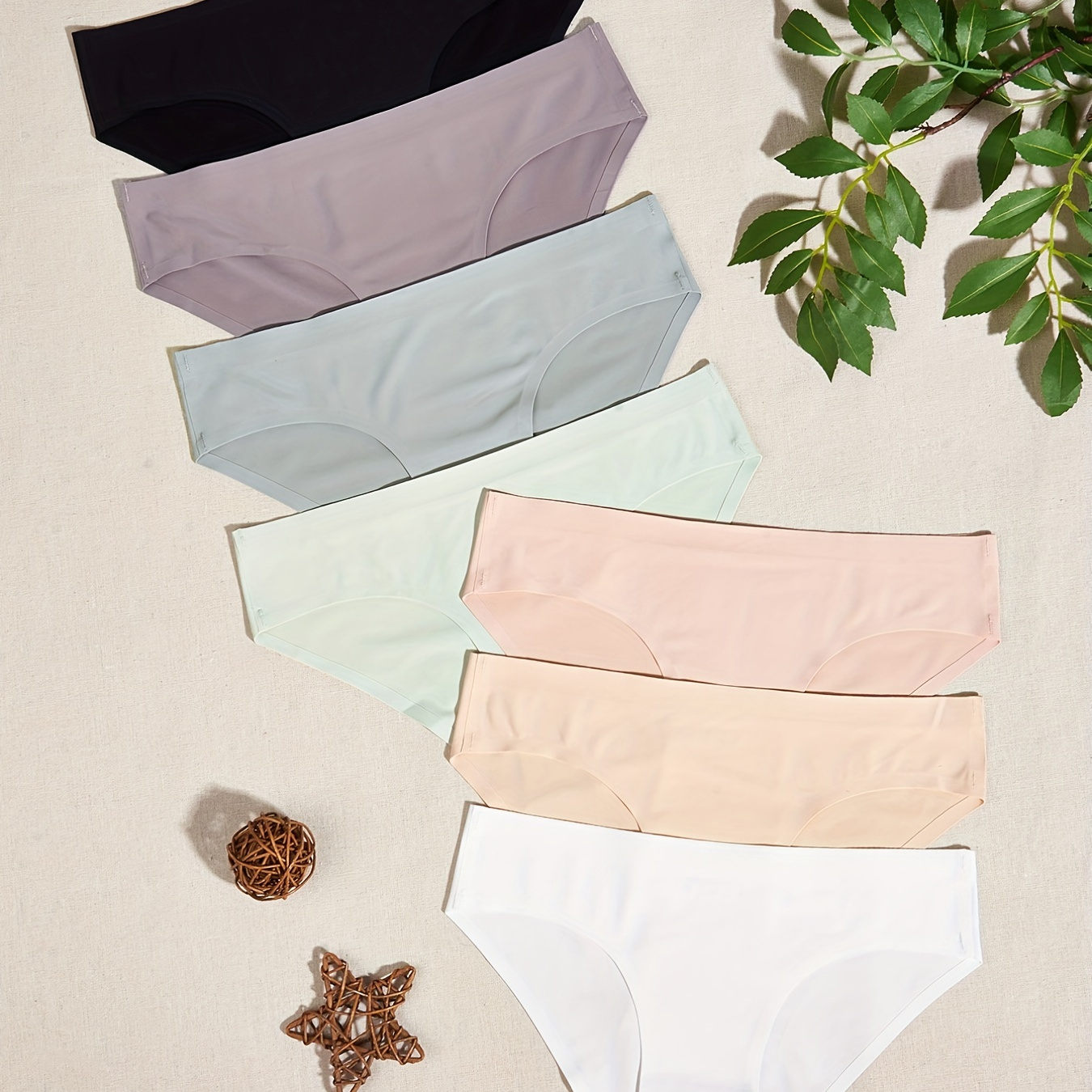 

7pcs Seamless Bikini Panties, Breathable & Soft Mixed Color Intimates Panties, Women's Lingerie & Underwear