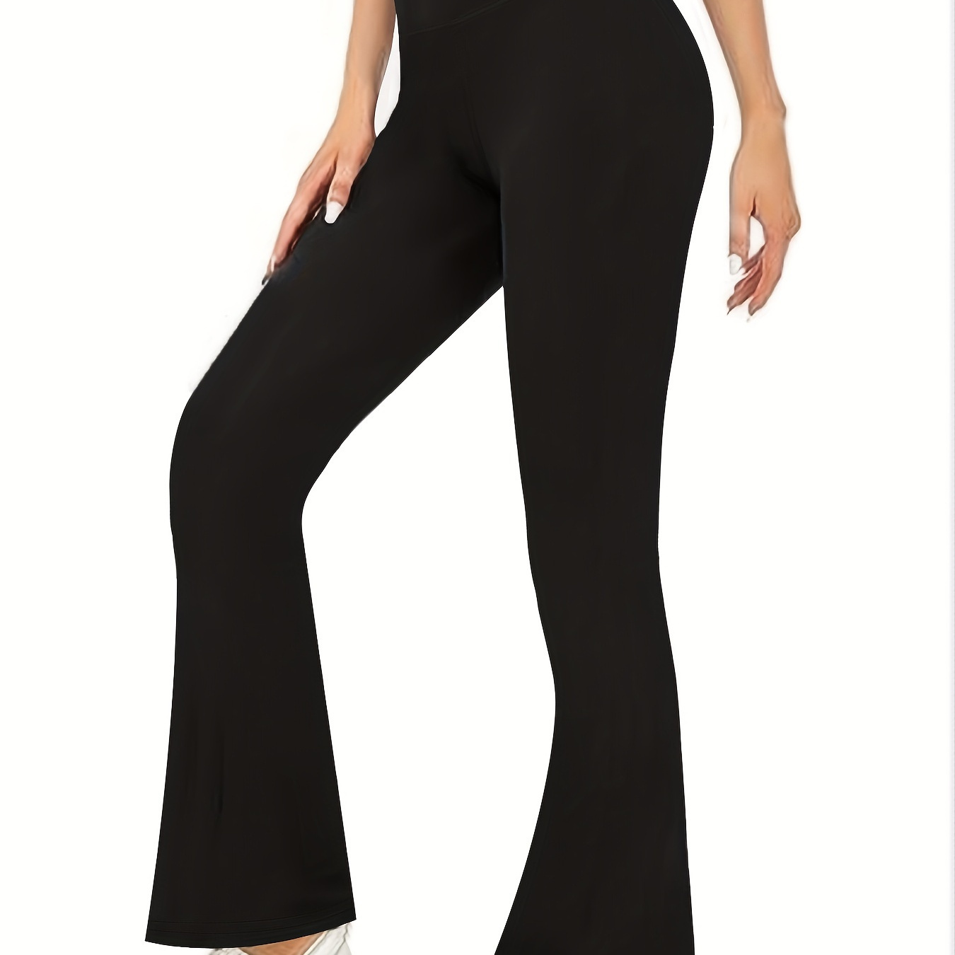 Solid High Waist Flare Leg Pants Vintage Slim Pants Women's - Temu