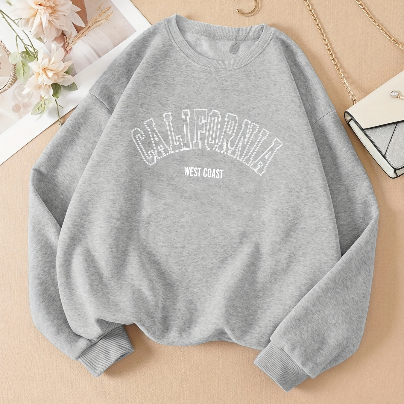 Letter Graphic Fashion Sports Sweatshirt, Round Neck Long Sleeve Active Sweatshirts For Autumn And Winter, Women's Tops