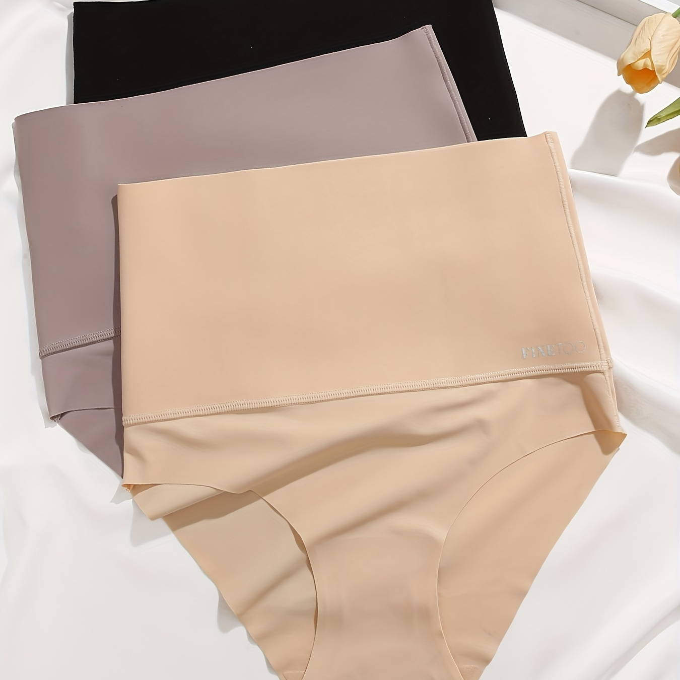 High Waist Solid Briefs Comfy Seamless Slimming Intimates - Temu