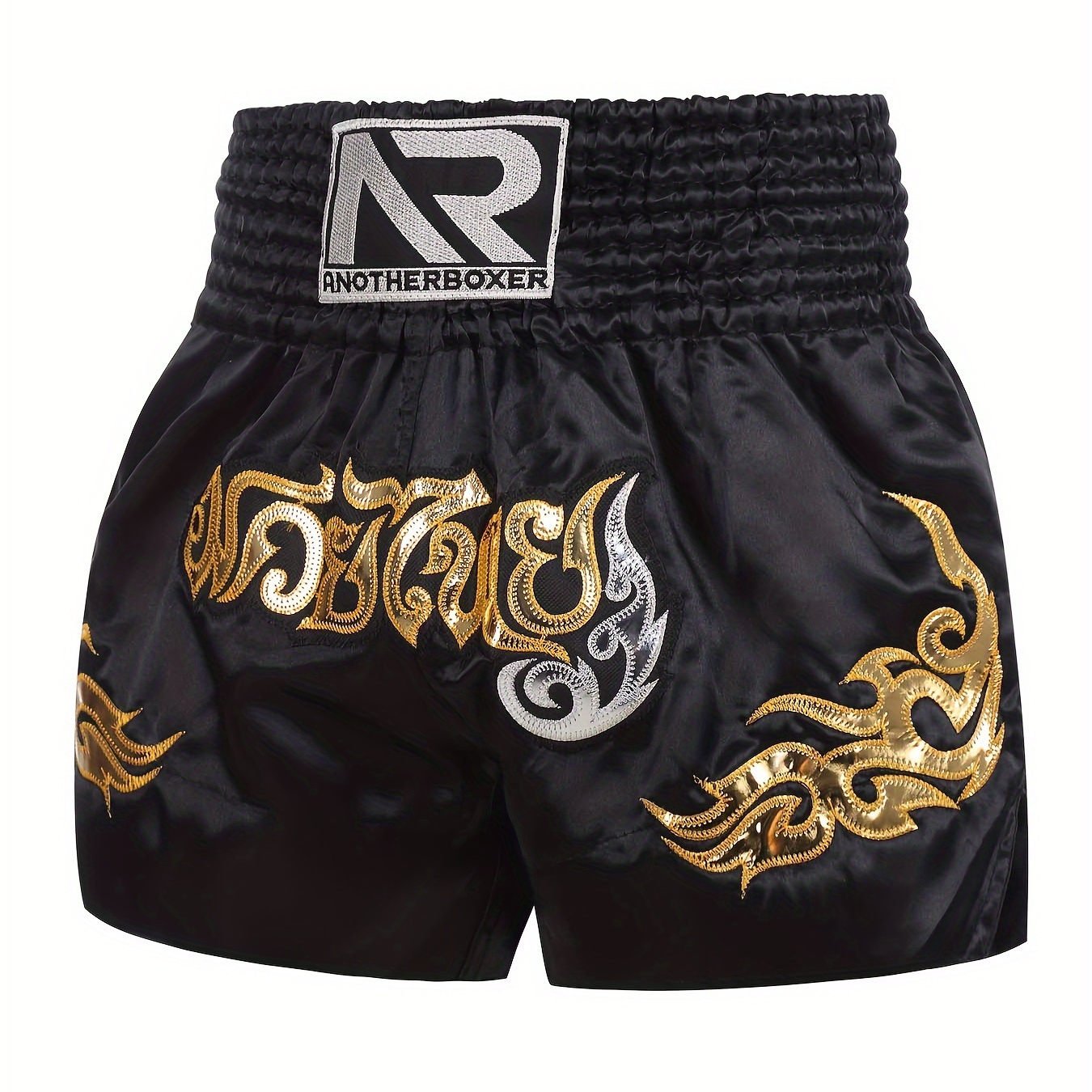 

Men's Embroidery Pattern Boxing Shorts, Active Elastic Waist Sports Trunks For Boxing Workout Fighting Training