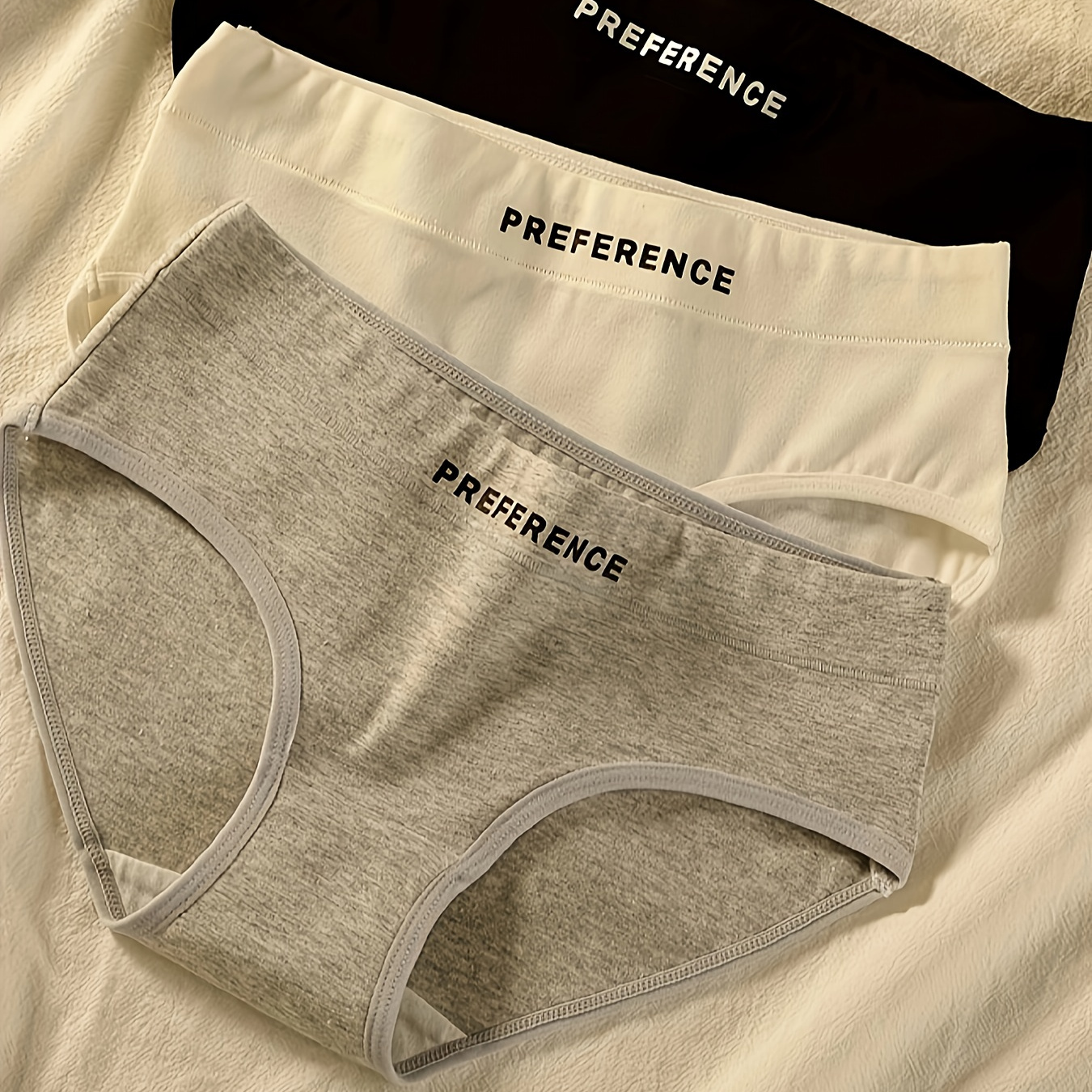 

3pcs Letter Print Briefs, Comfy & Breathable Mid-rise Stretchy Intimates Panties, Women's Lingerie & Underwear