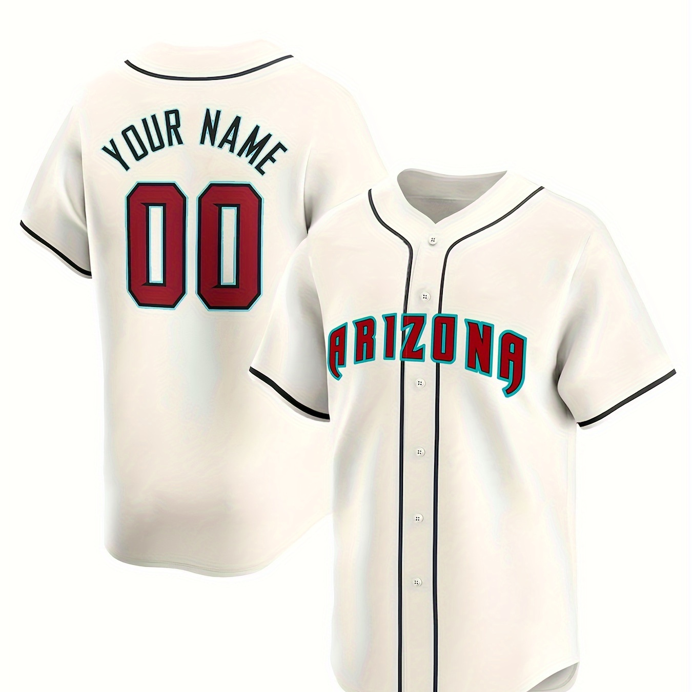 

Customized Name And Number Design, Men's Arizona Embroidery Design Short Sleeve Loose Breathable V-neck Baseball Jersey, Sports Shirt For Team Training