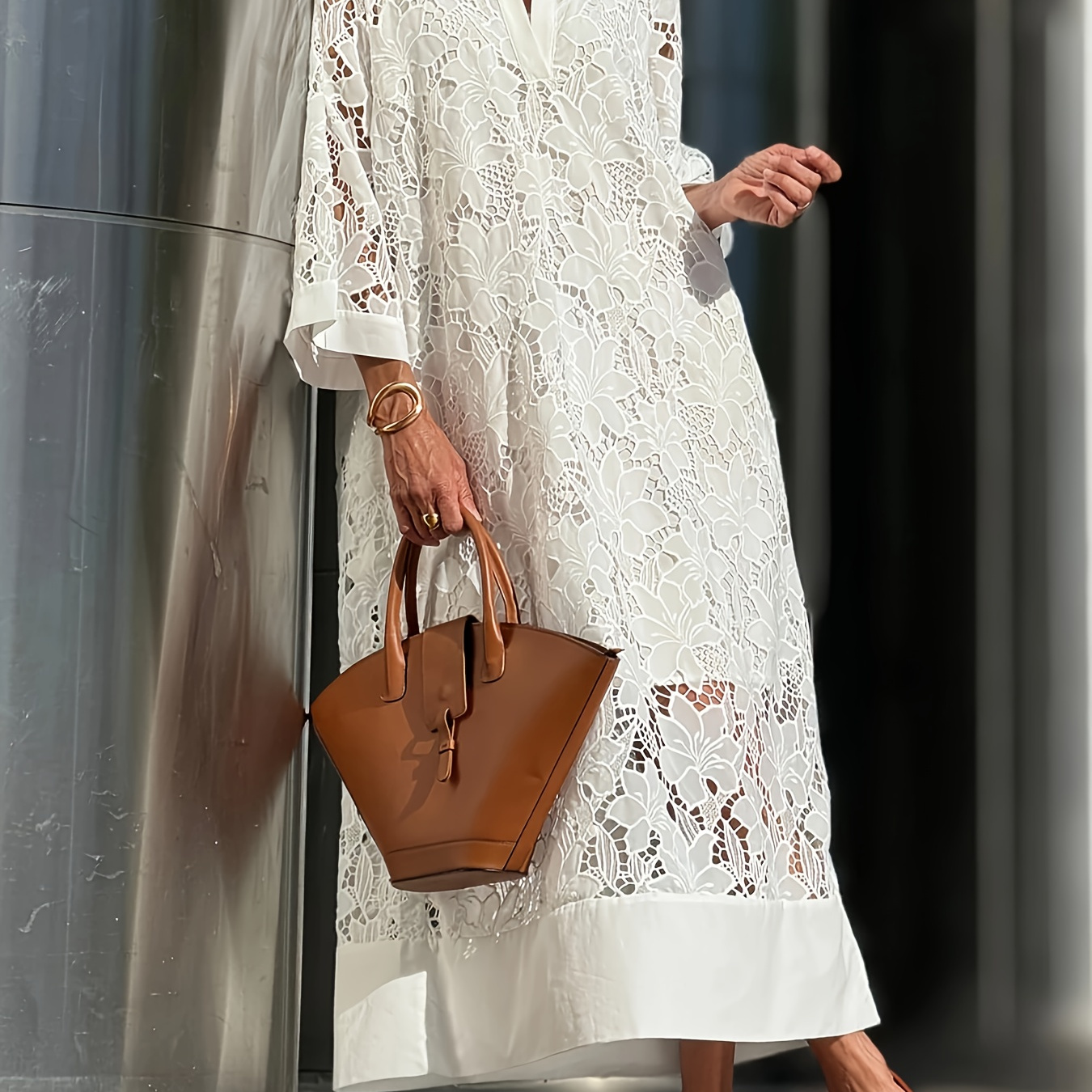 LACE SLEEVE REFINED DRESS マスタード LACE SLEEVE REFINED DRESS マスタード LACE SLEEVE REFINED