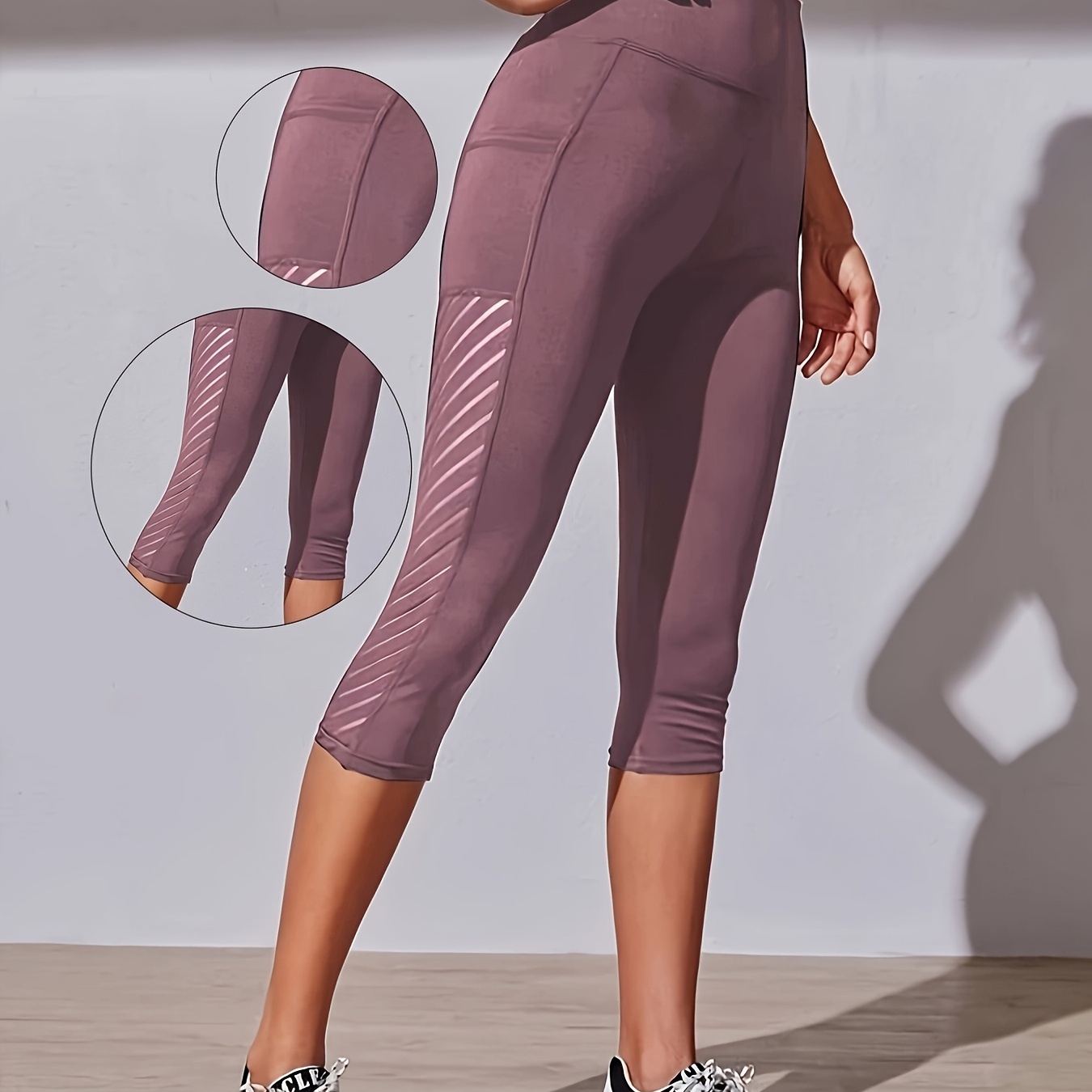 

Nude Feel High Waist Elastic Butt Lifting Peach Butt Fitness Tight Sports Cropped Pants, Solid Color Yoga Pants For Women