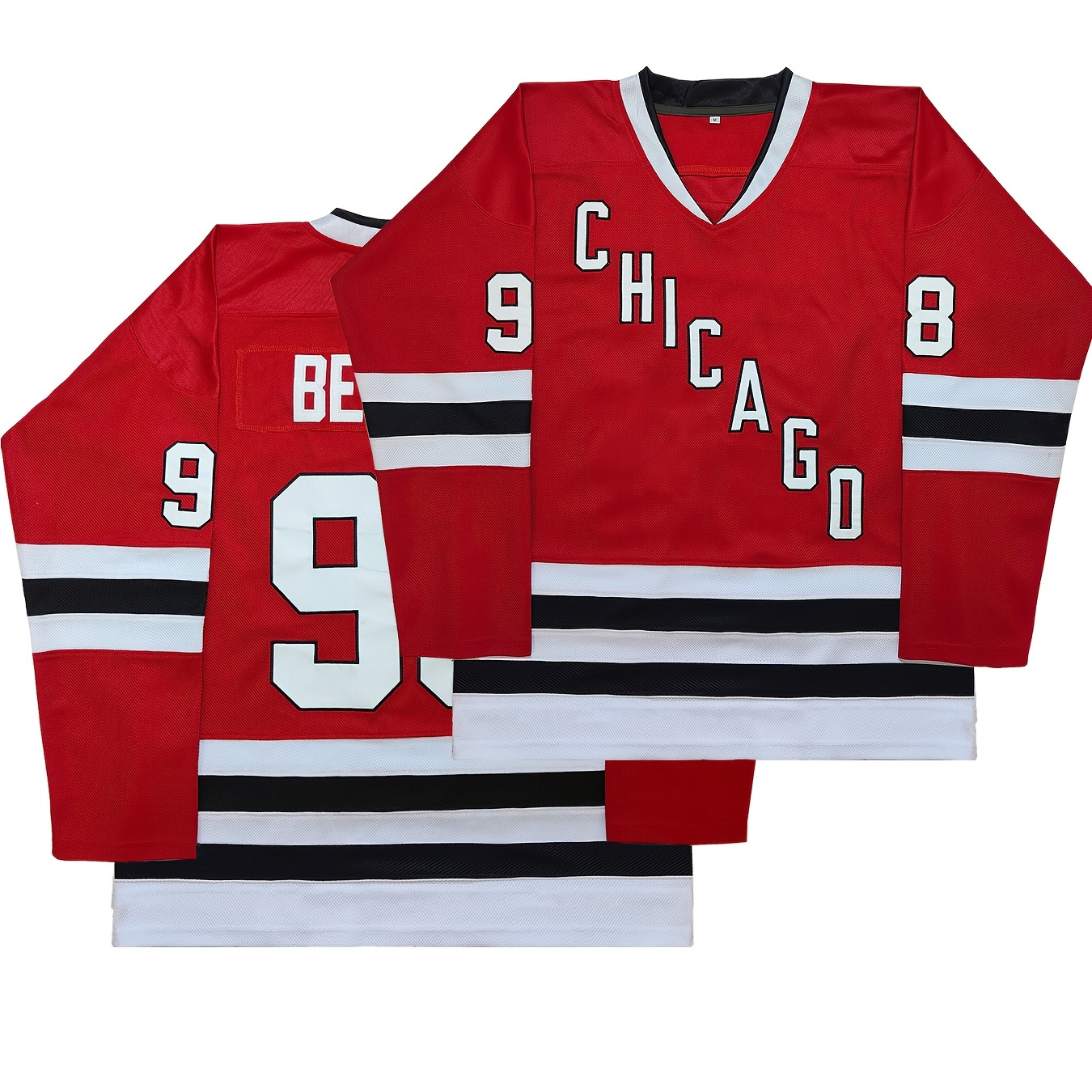 men's chicago ice hockey jersey embroidered #98 v neck short