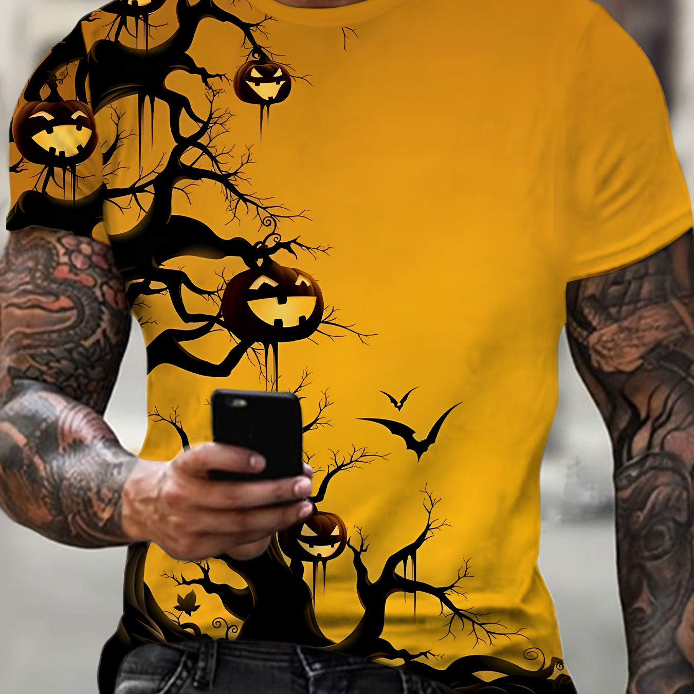 

Men's Halloween-themed Fashion T-shirt - Breathable Polyester & Spandex , Short Sleeve, Crew Neck, Summer Casual Wear