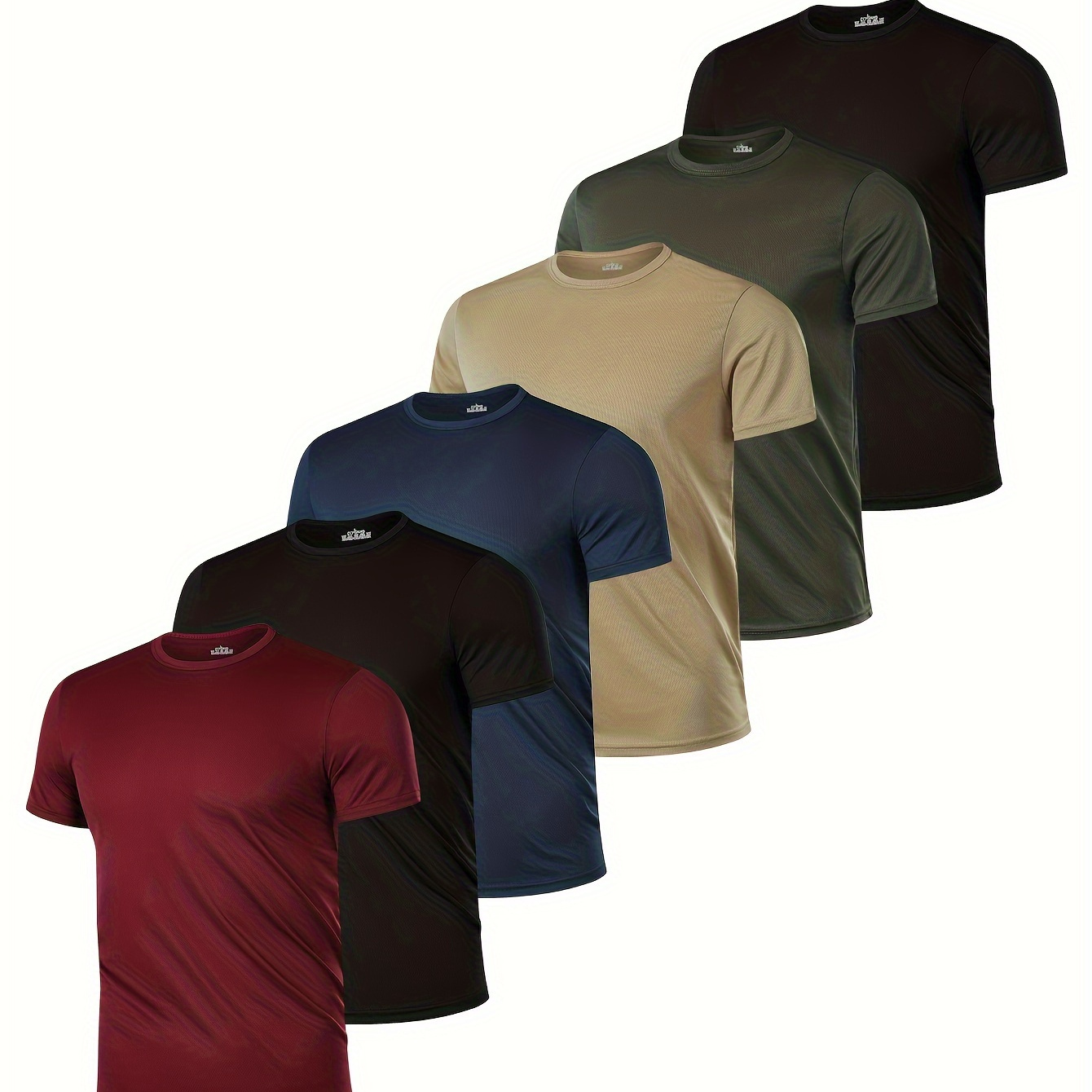 

T-shirt d'entraînement à col rond à séchage rapide pour hommes - Respirant, anti-humidité, légèrement extensible, hauts de sport à manches courtes pour