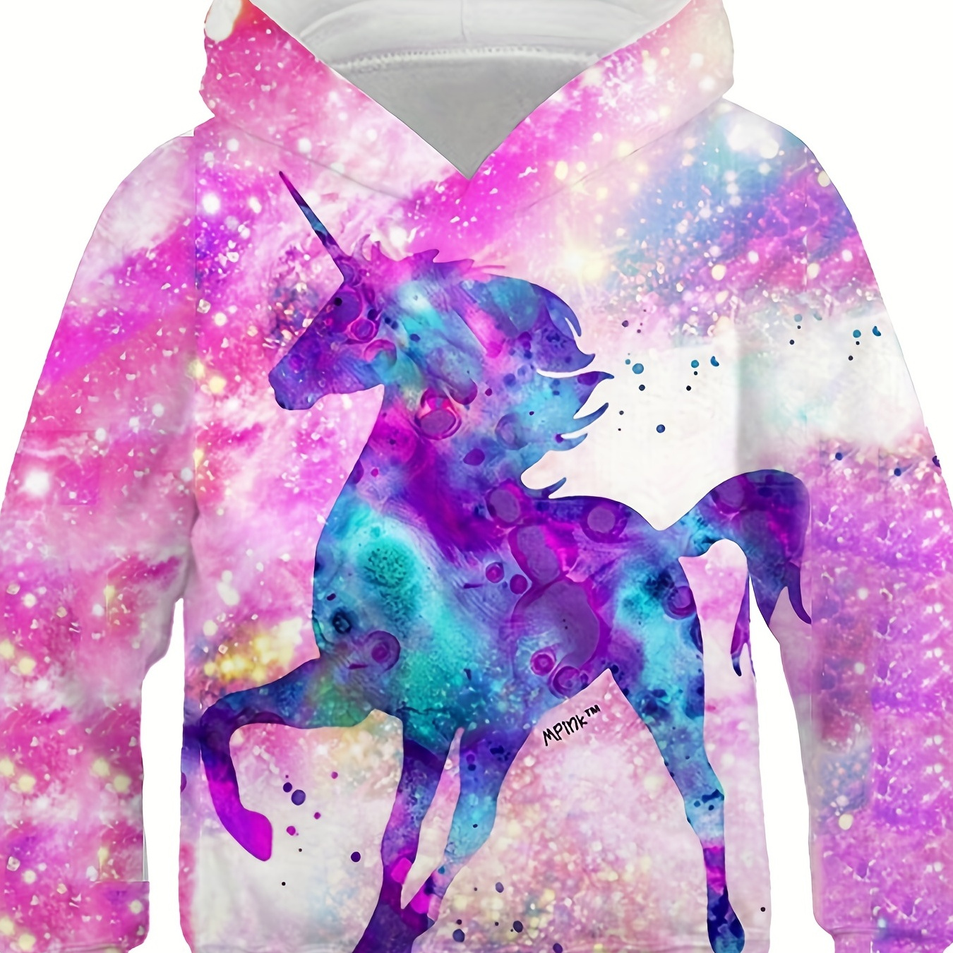 Kids Cartoon Cute Unicorn Graphic Hoodie, 2023 Autumn And Spring Boys And Girls Sweatshirt Hot  Clothing 4-14 Years Old