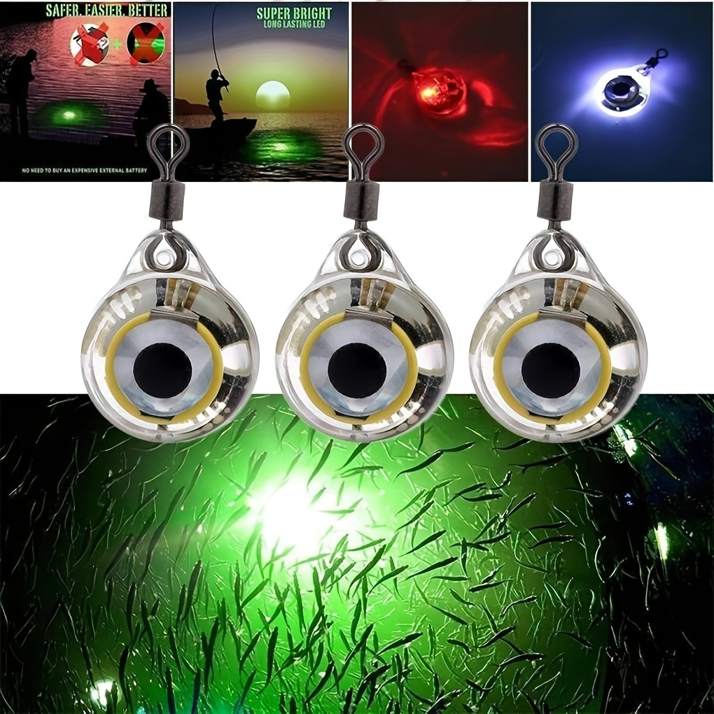 Edearkar LED Underwater Fishing Light Small Fish Eye Mini LED Fishing Light  Attractants Lures for Night Fishing in Fresh Water Salt Water, 12 Pack