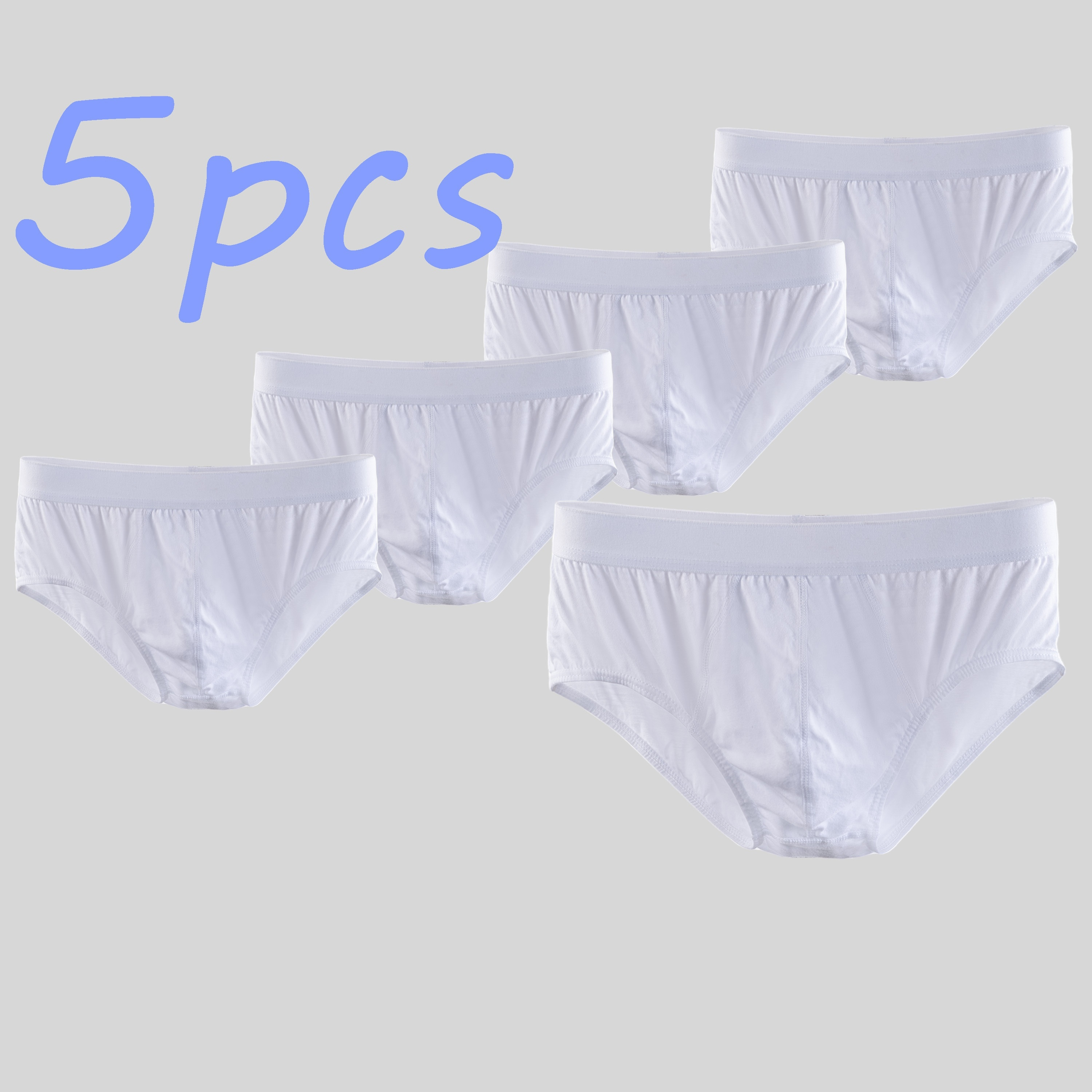 

[set Version] 5pcs Men's Cotton Solid Color Briefs, Comfortable Cotton Underwear, Breathable Stretch Triangle Underwear, Men's Casual Durable Briefs, Daily Casual Sports Suitable