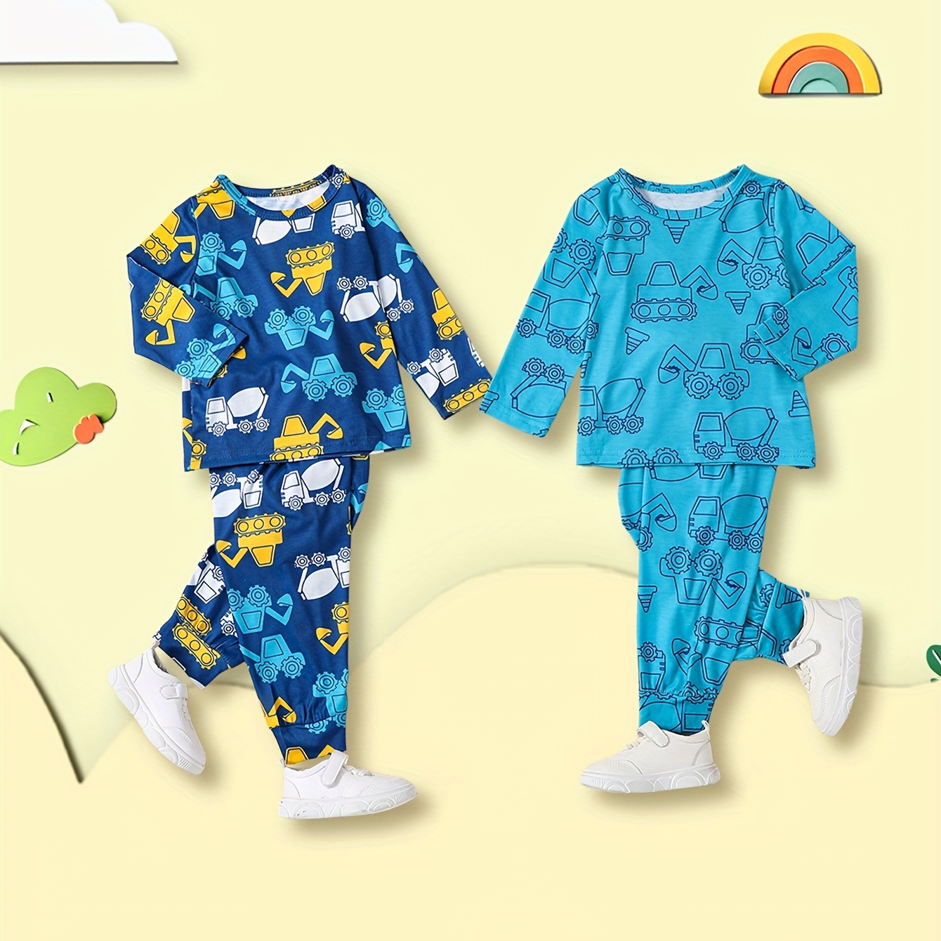 

2 's Long T- & Pants, Pattern Co-ords, Infant & Toddler Boy's Clothes Set For Summer,