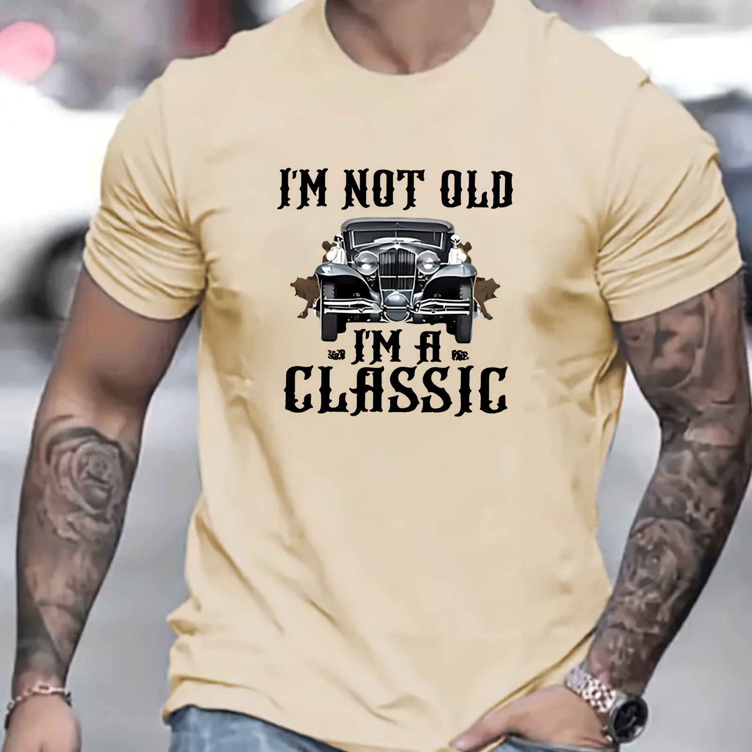 

Funny 'i'm A Classic' Print T Shirt, Tees For Men, Casual Short Sleeve Tshirt For Summer Spring Fall, Tops As Gifts