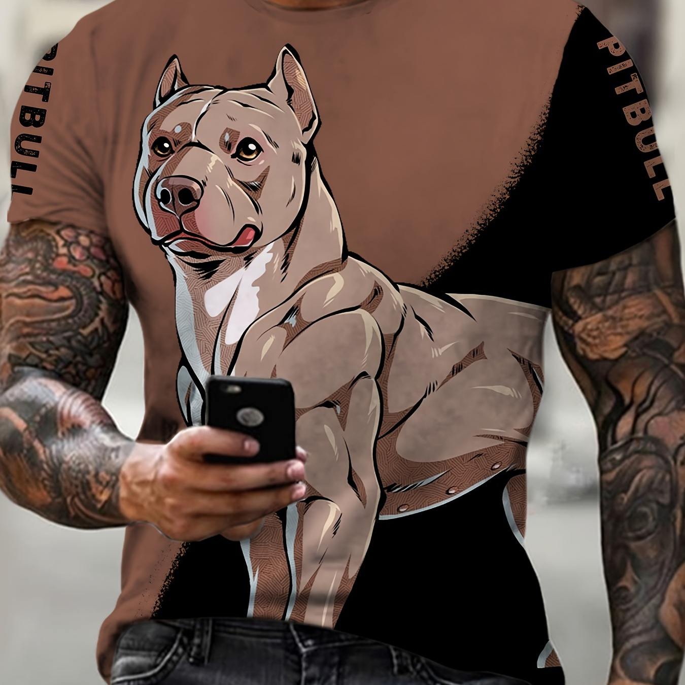 

Plus Size Men's Cool Pug Graphic Print T-shirt Fashion Casual Short Sleeve Tees For Summer, Men's Clothing