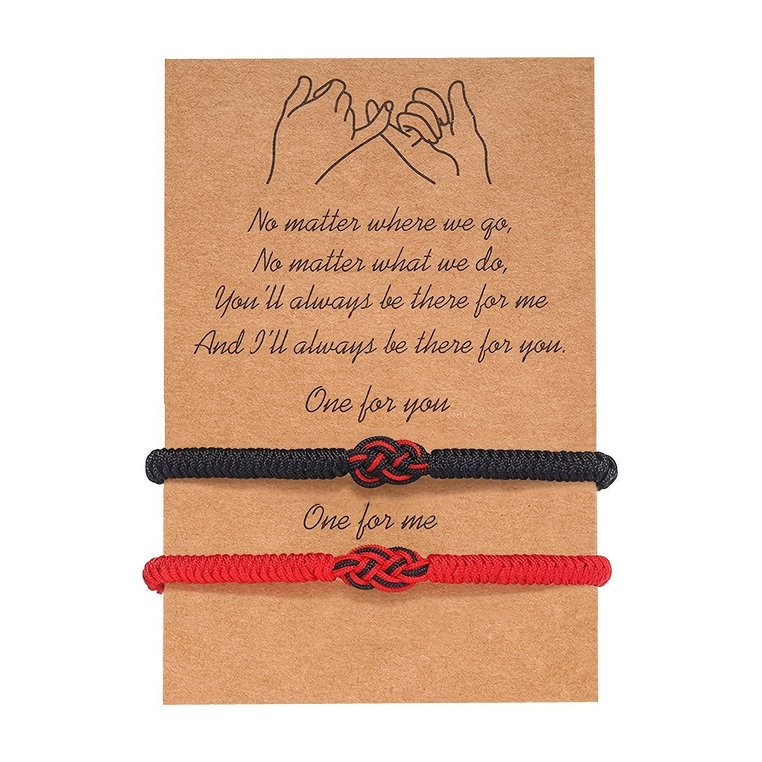 

2 Pcs Matching Couples Bracelets Relationship Bracelets, Red Rope Bracelet Gifts For Lovers Friendship, Size Adjustable, Red Black String Valentine's Day Gift
