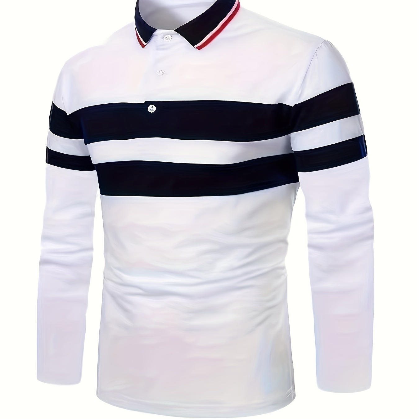 

Casual Men's All-match Color Block Long Sleeve Lapel Golf Shirt, Spring Fall Sports