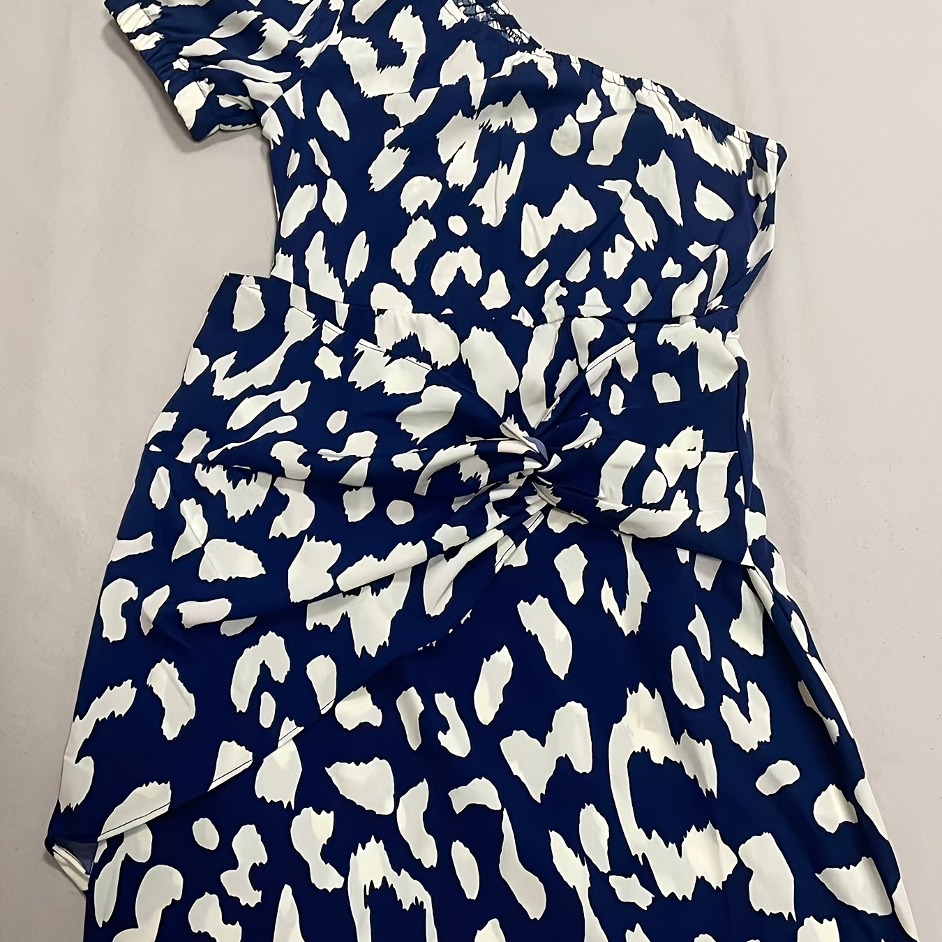 

Allover Print 1 Shoulder Dress, Elegant Sheath Mini Dress For Spring & Summer, Women's Clothing For Party Dressing