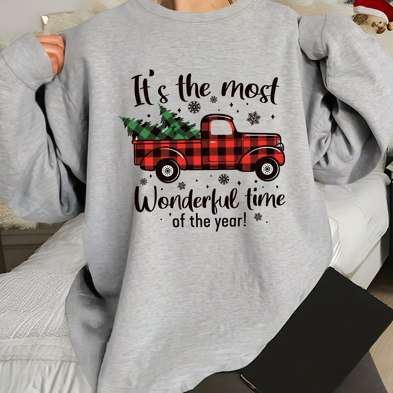 

Women's Christmas Sweatshirt - Long Sleeve , For Fall &