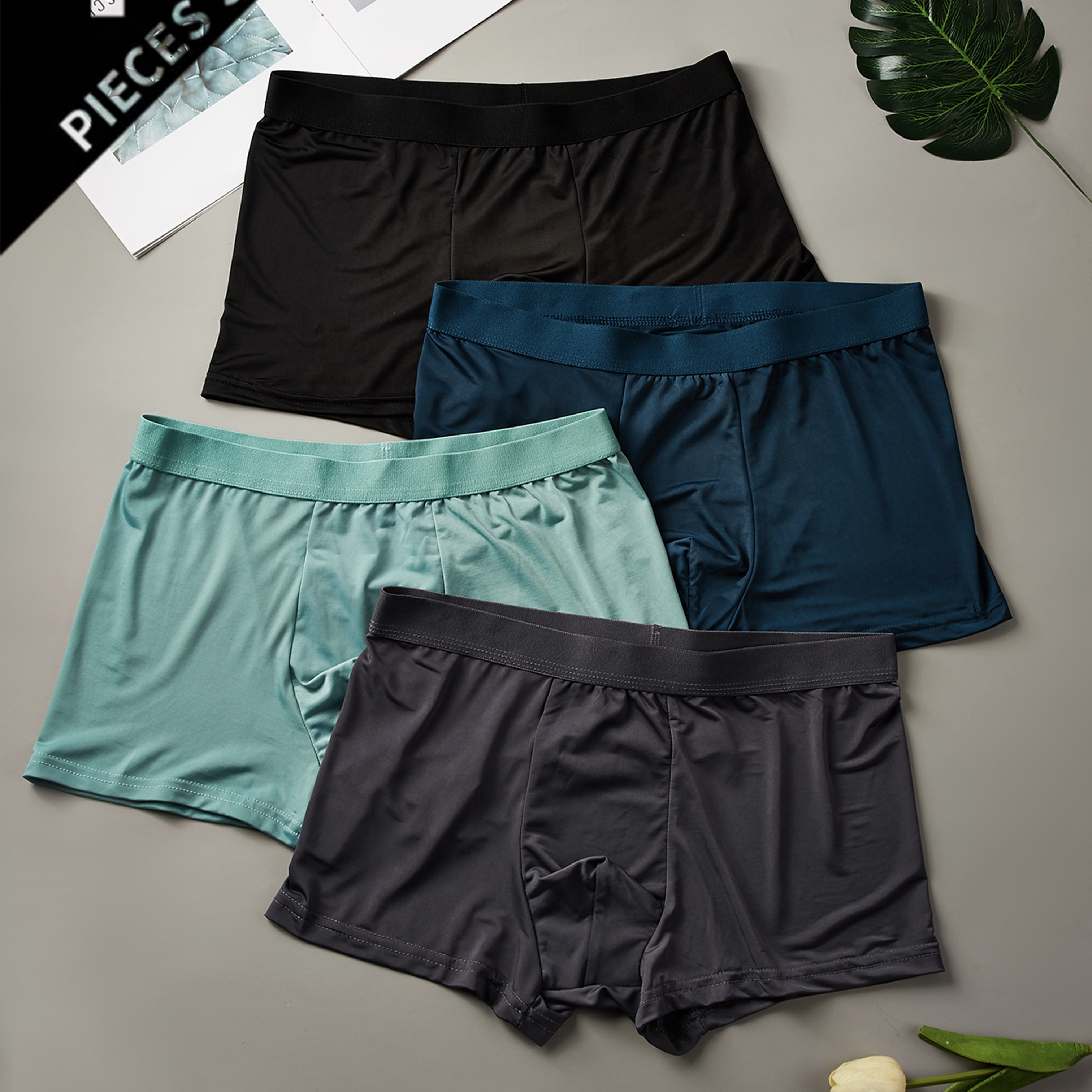 

4pcs - Briefs - Stretchy, Polyester , -, , -dry Underwear For