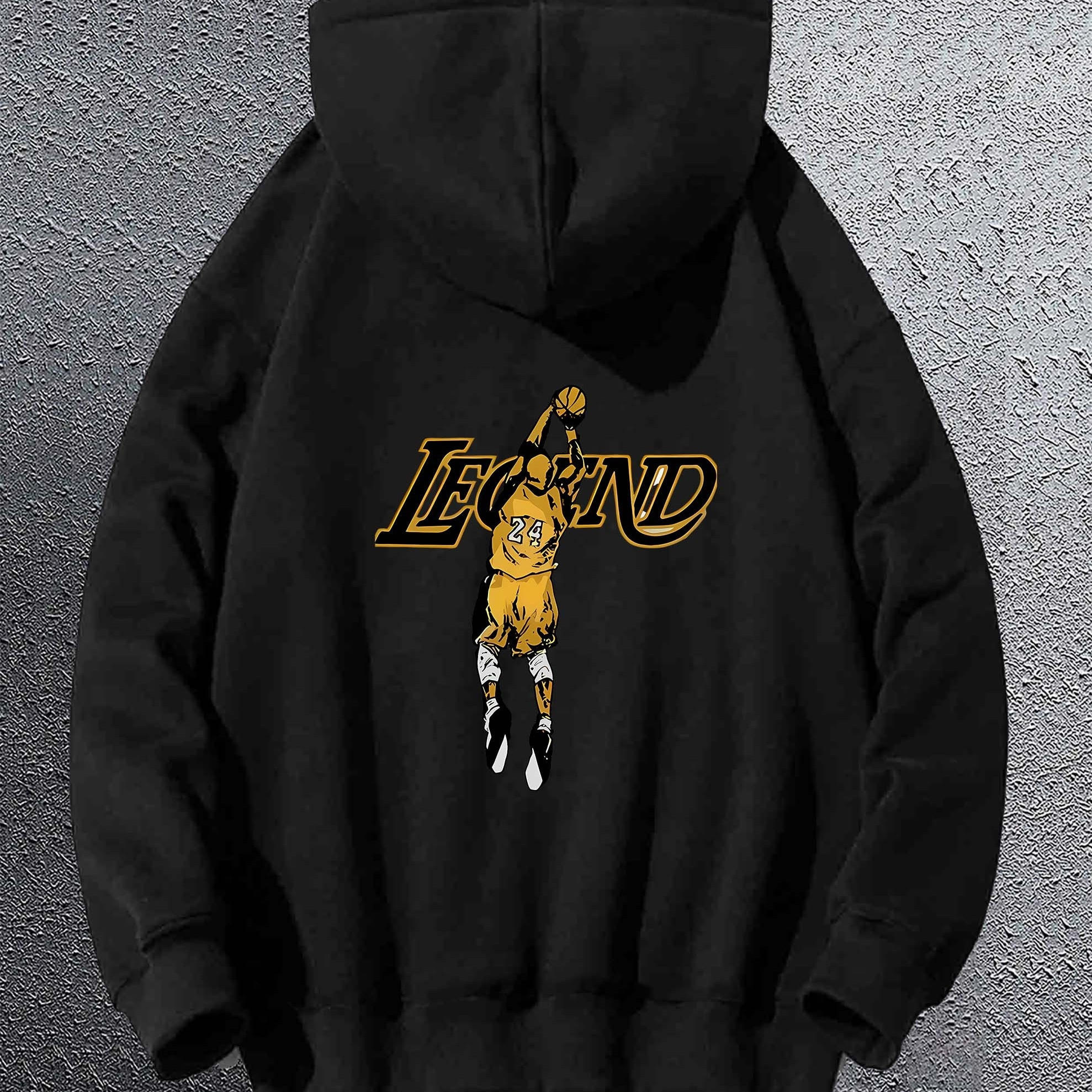 

Legendary Basketball Player Graphic Hoodie - Men's Fashionable Long Sleeve Sweatshirt With Baggy Pocket And Hood