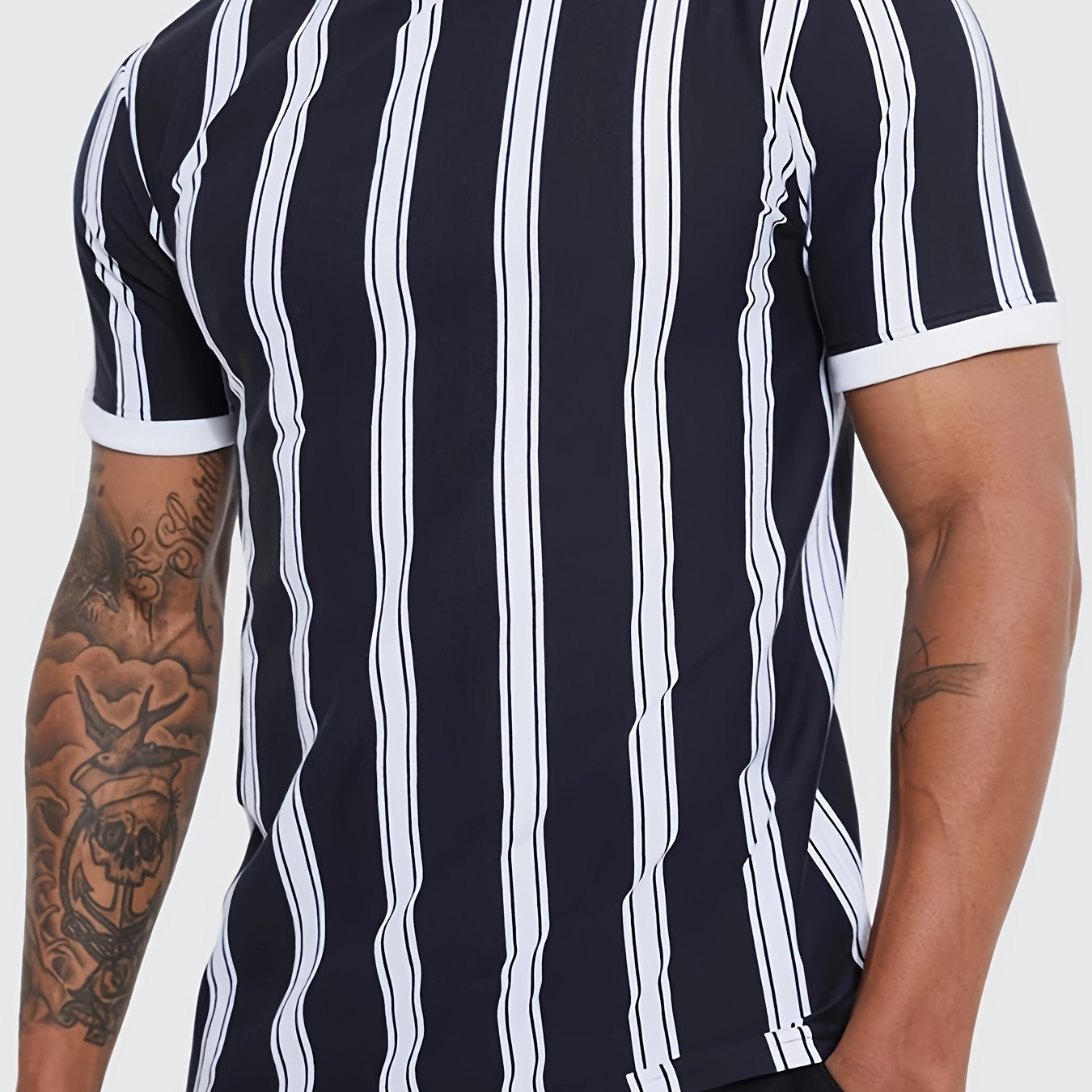 

Men's Striped T-shirt, Short Sleeve Crew Neck Tee, Men's Clothing For Summer Outdoor