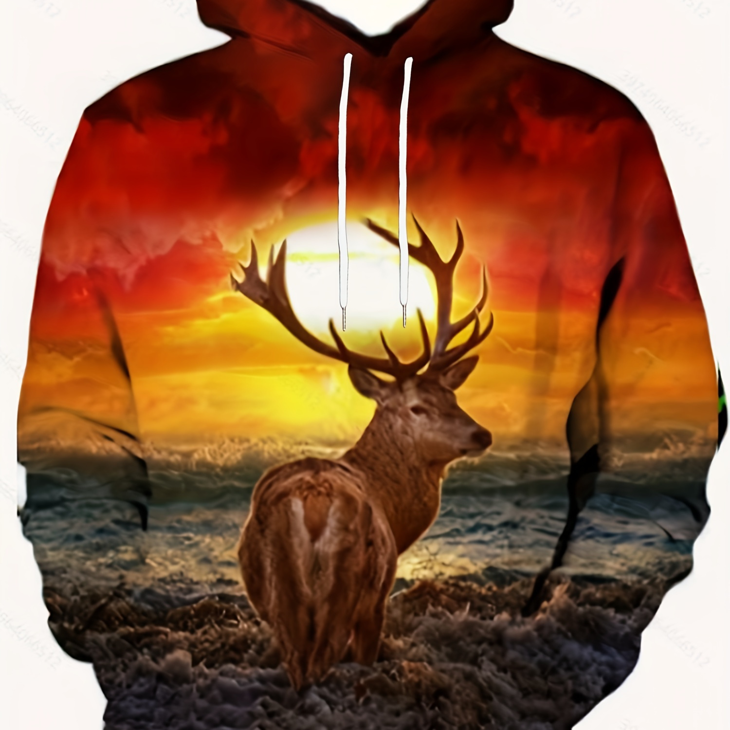 

Men's Plus Size Hoodie: Comfy Long Sleeve Sweatshirt With 3d Novelty Deer Element Graphic Print & Pocket