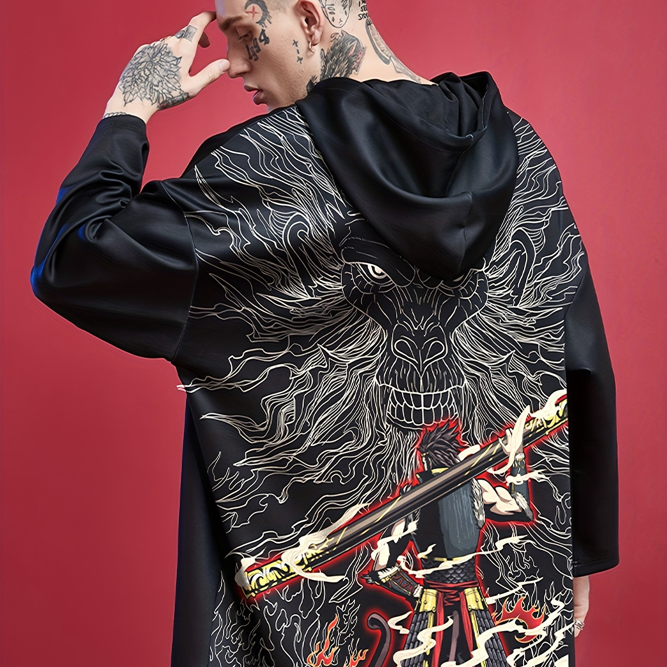 

Sun Inspired Men's Hoodie - Casual Streetwear With Drawstring, Polyester , Machine Washable
