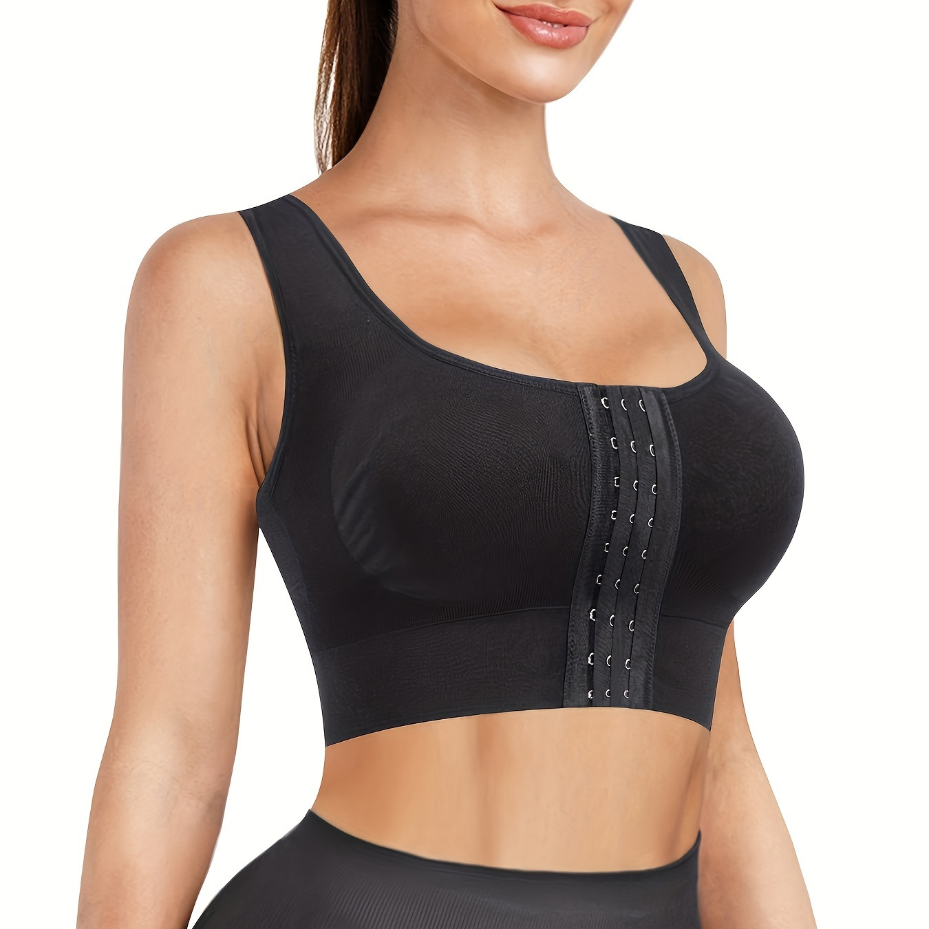 Front Closure Sports Bra Women Wirefree Padded Support - Temu