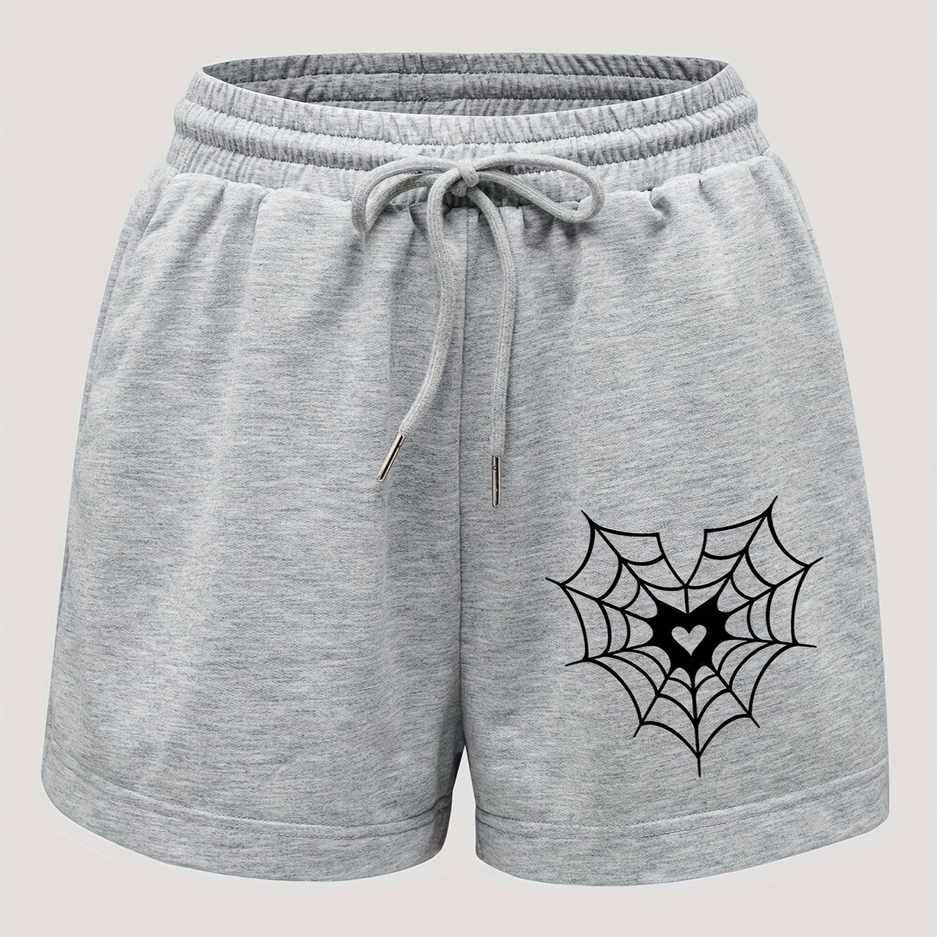 

Spider Web Print Drawstring Shorts, Casual Shorts For Spring & Summer, Women's Clothing