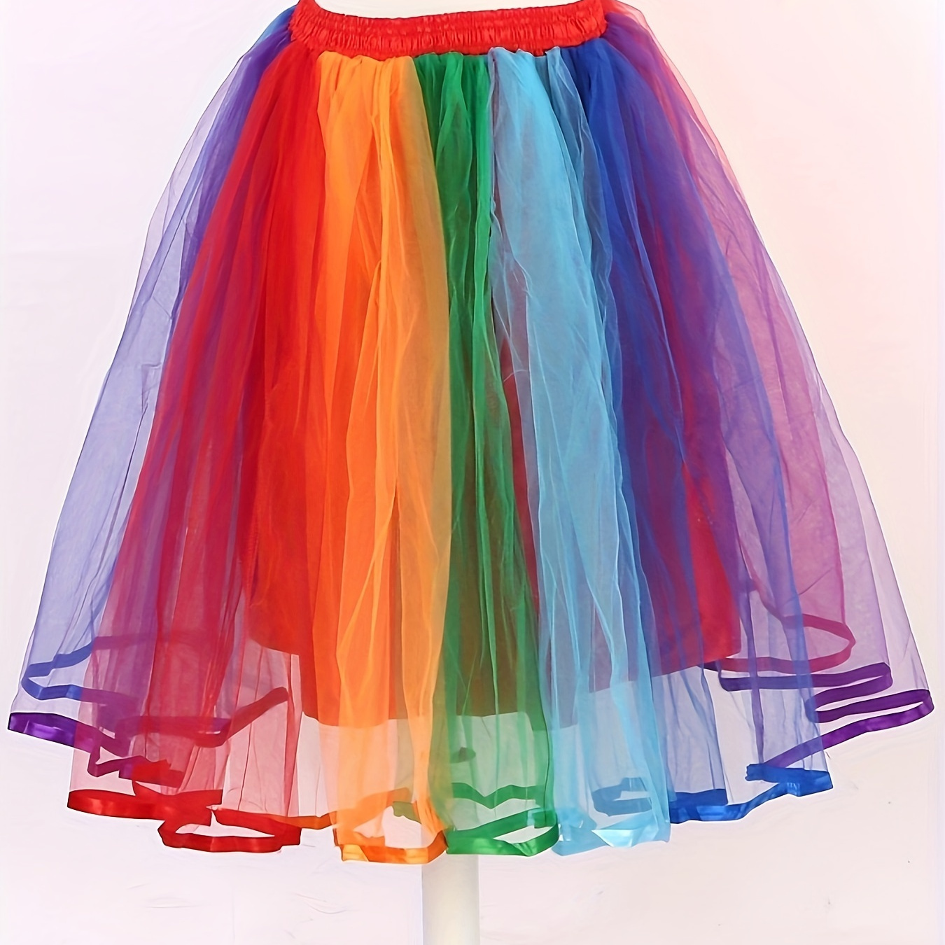 

Elastic Waistband Colorful Tutu Skirt, Flare Tulle Layered Skirt For Party, Women's Clothing