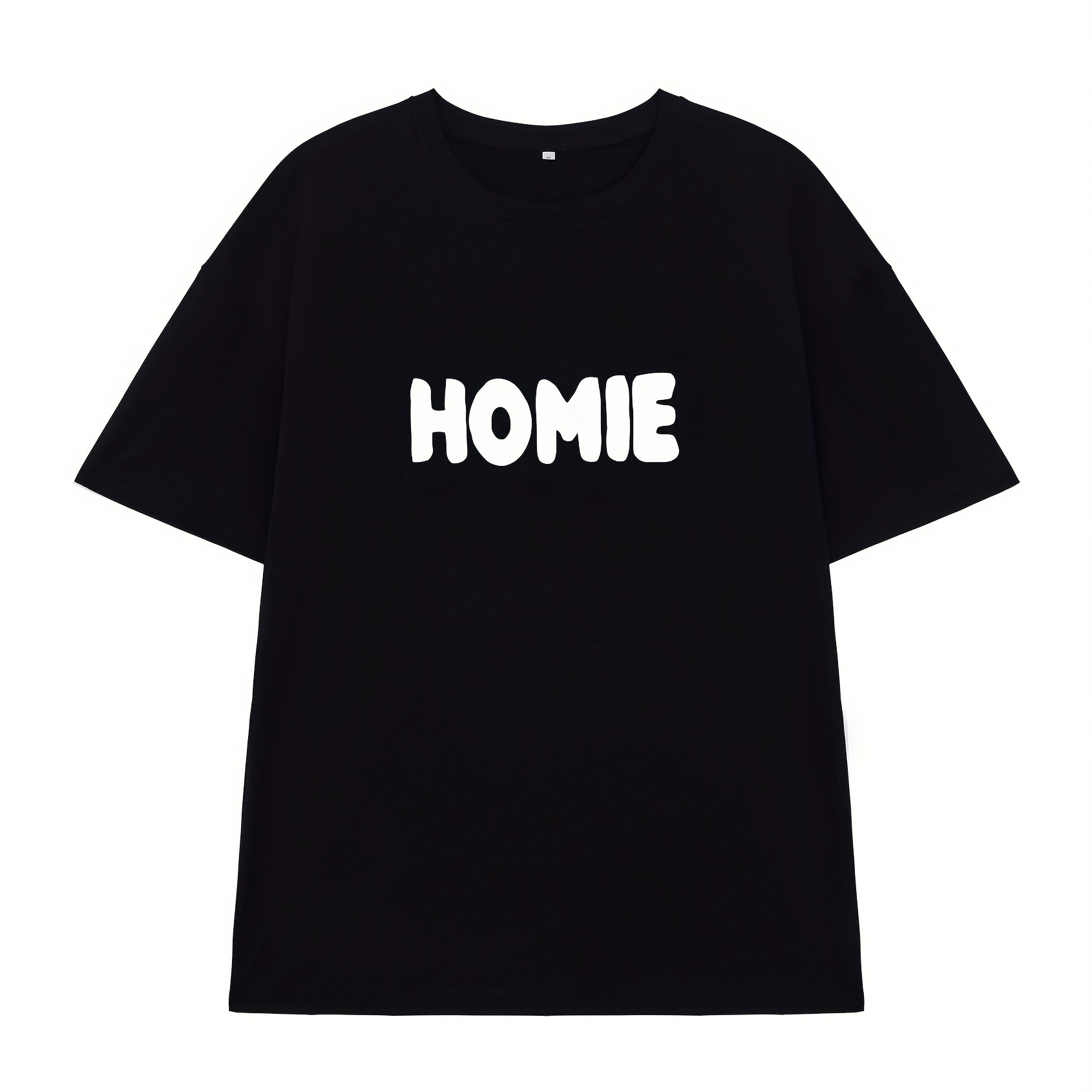 

homie" Pattern Print Men's Comfy Slightly Stretch T-shirt, Graphic Tee Men's Summer Clothes, Men's Outfits