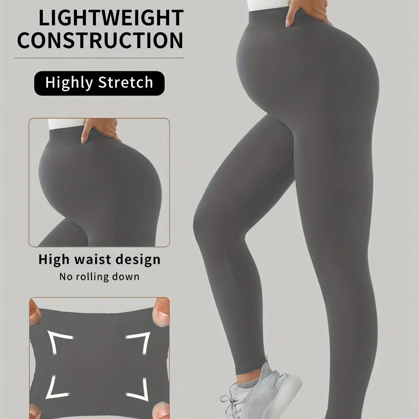 

Pregnant Women's Comfy & High Waist Solid Tummy Support Stretchy Maternity Sports Yoga Pants Base Layer Leggings