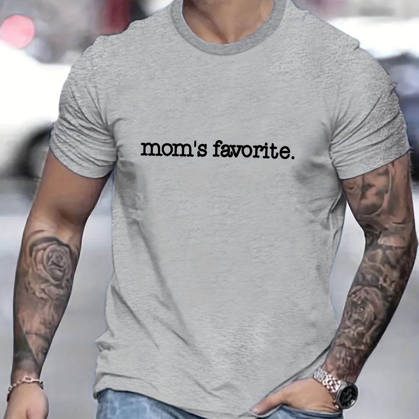 

Mom's Favorite Print T Shirt, Tees For Men, Casual Short Sleeve T-shirt For Summer