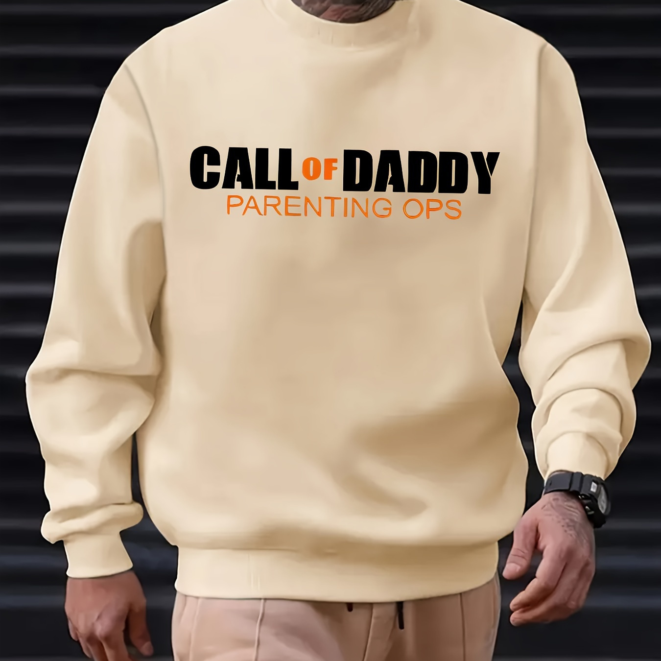 

Call Of Daddy Print Men's Versatile Long Sleeve Comfy Hooded Sweatshirt Casual Top For Spring And Autumn Men's Clothing Outdoor Activities