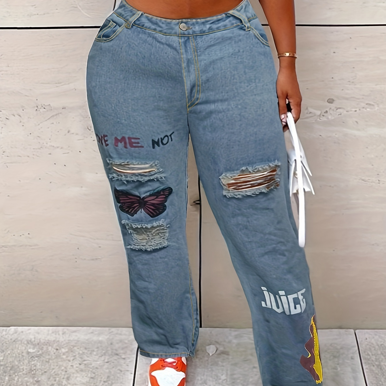 lystmrge Jeans That Make Your Butt Look Bigger Rip Pants for Women