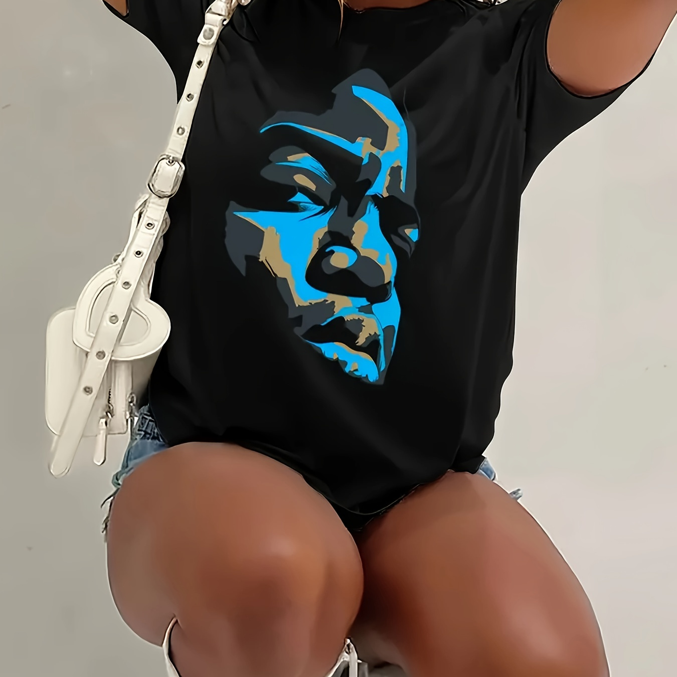 

Plus Size T-shirt, Casual Crew Neck Short Sleeve Top For , Women's Plus Size Clothing