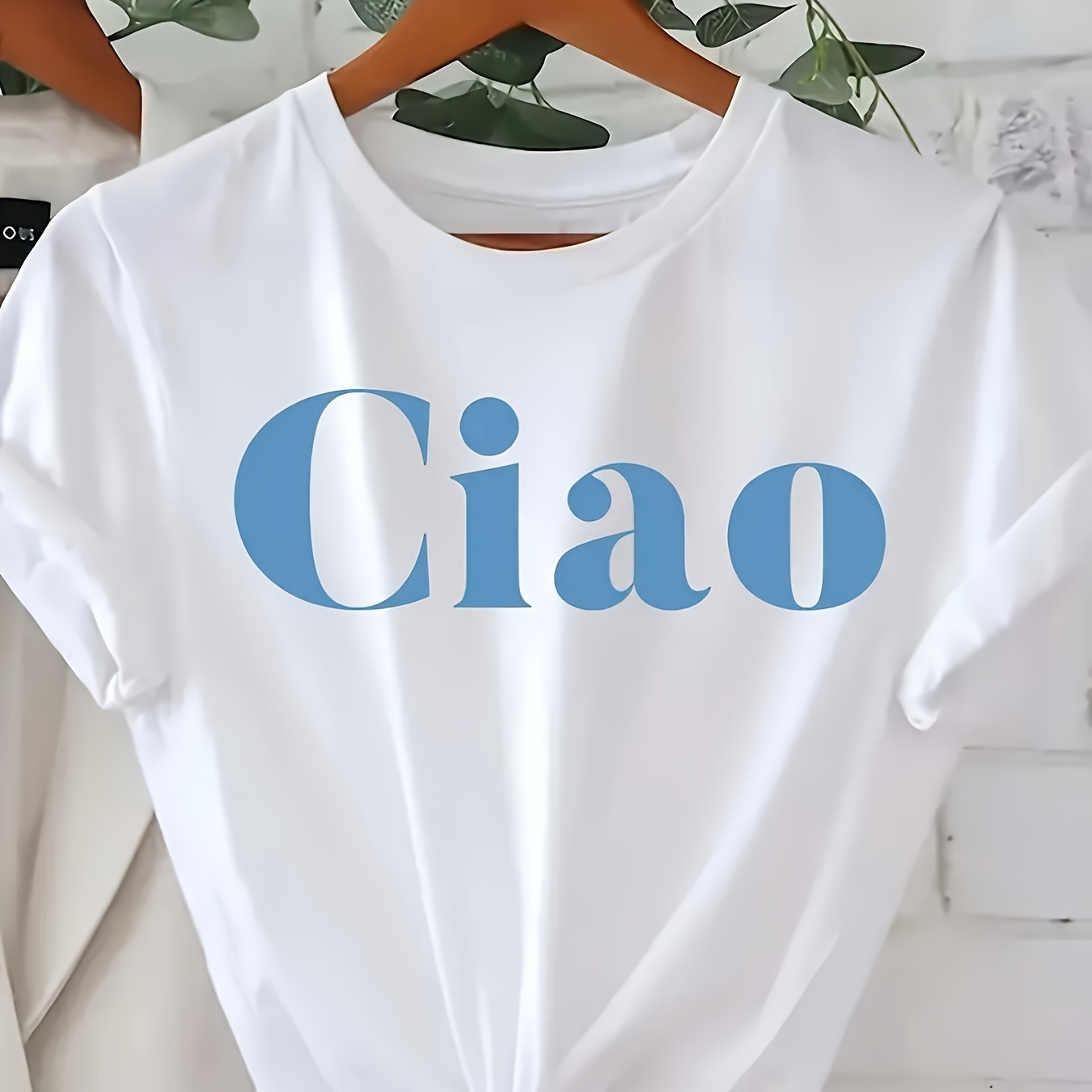 

Letter Print T-shirt, Short Sleeve Crew Neck Casual Top For Summer & Spring, Women's Clothing