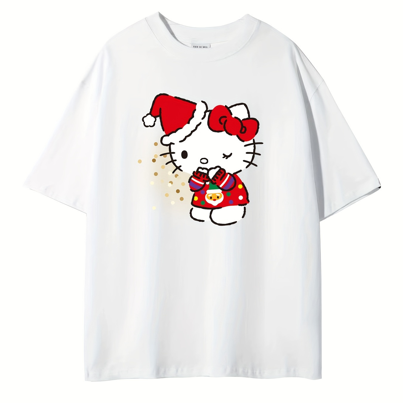 

[ Licensed ] Christmas Cute Hellokitty Print, Comfortable Crewneck T-shirt