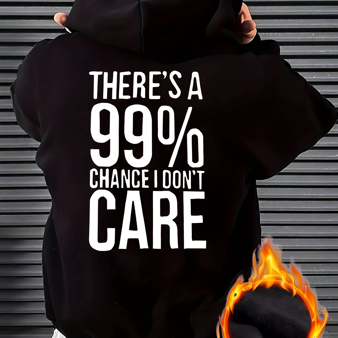 

i Don't Care" Print Warm Hoodie With Kangaroo Pocket, Men's Casual Pullover Hooded Sweatshirt