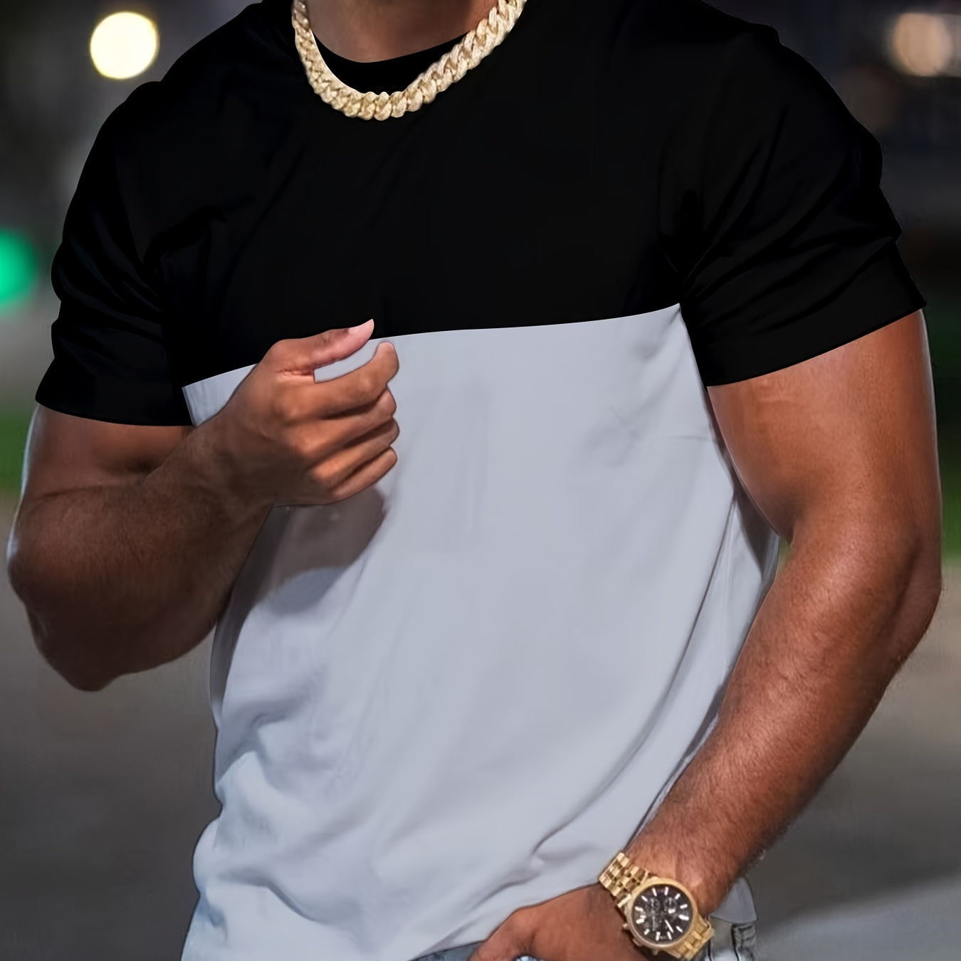 

Trendy T-shirt, Men's Casual Stretch Round Neck Tee Shirt For Summer