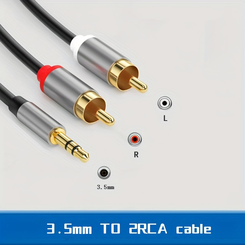 RCA Male To 3.5mm Male Cable,3.5mm To 2-RCA Cable,RCA Male To Aux Audio  Adapter HiFi Sound Headphone Jack Adapter Metal Shell RCA Y Splitter RCA  Auxiliary Cord 1/8 To RCA Connector For Phone Speaker MP3 Tablet HDTV.