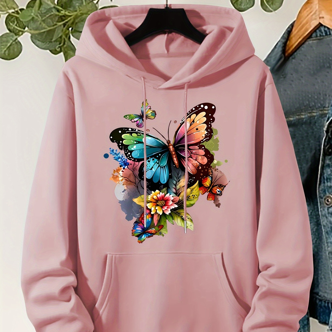 

Hoodie, Drawstring Casual Hooded Sweatshirt For Fall & Spring, Women's Clothing