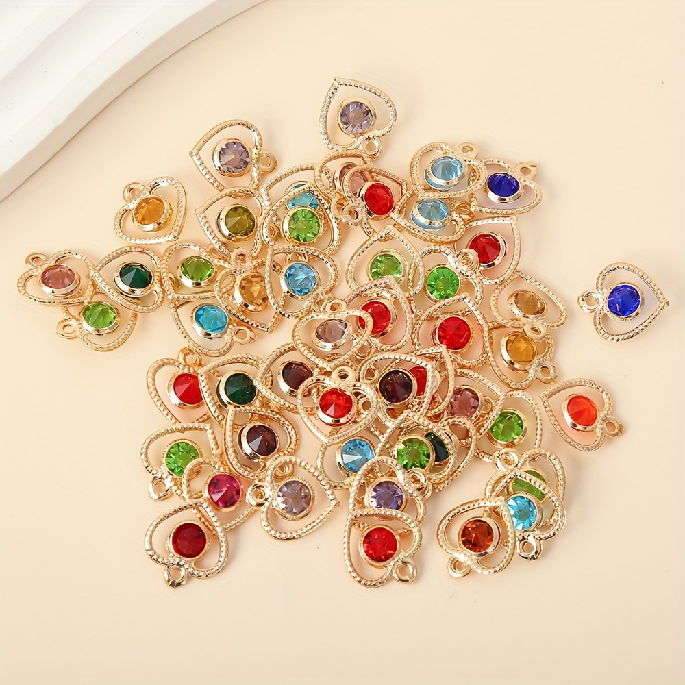 

50 Pcs Peach Heart Colorful Pendants Handmade Accessories Diy Jewelry