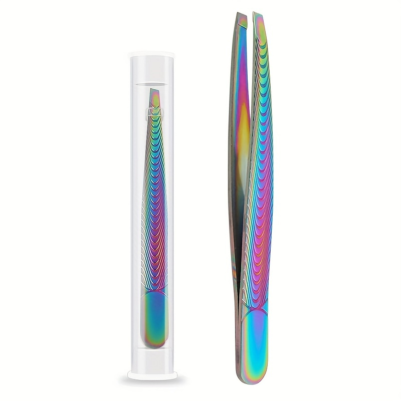 

Multicolor Slanted Eyebrow Tweezer Eyebrow Clip Brow Trimming Accessories For Salon - Colored Titanium